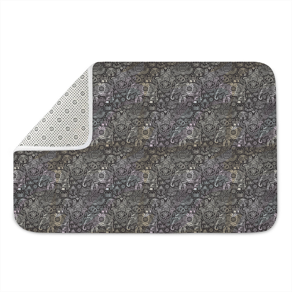 Indian Boho Elephant Pattern Print Indoor Door Mat