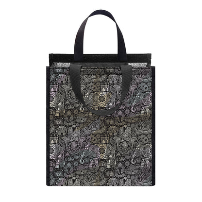 Indian Boho Elephant Pattern Print Insulated Lunch Tote