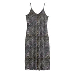 Indian Boho Elephant Pattern Print Jersey Midi Cami Dress
