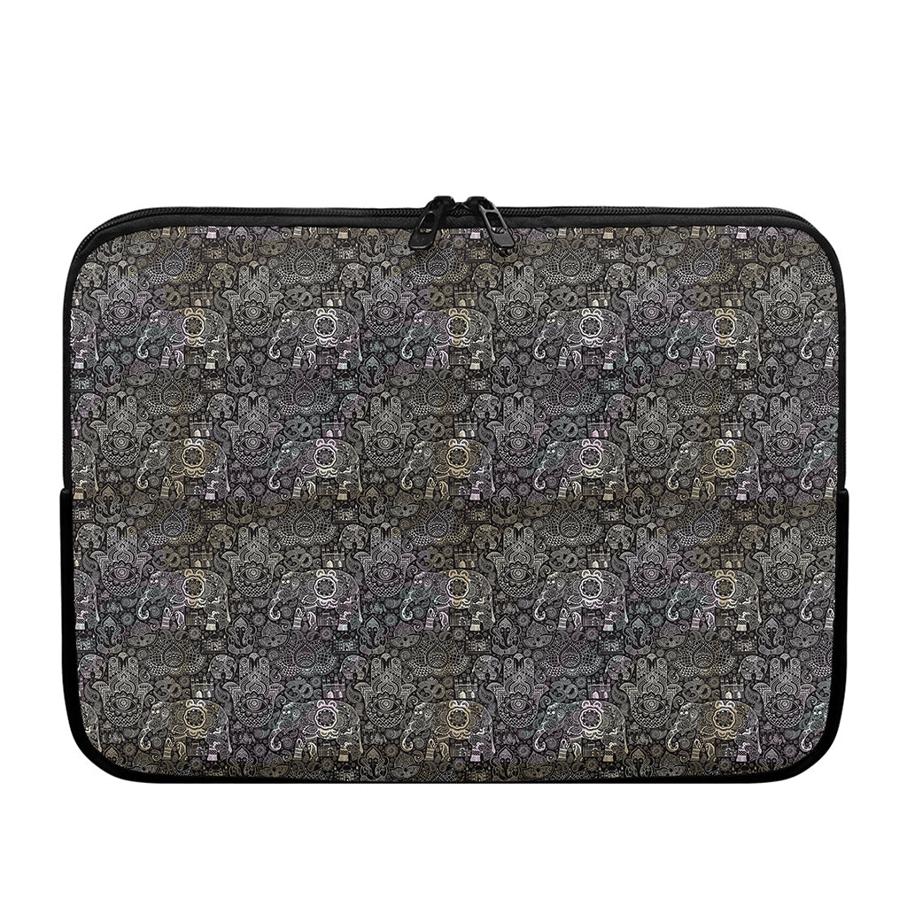 Indian Boho Elephant Pattern Print Laptop Sleeve