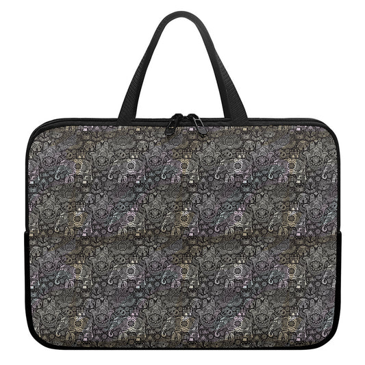 Indian Boho Elephant Pattern Print Laptop Sleeve With Handle