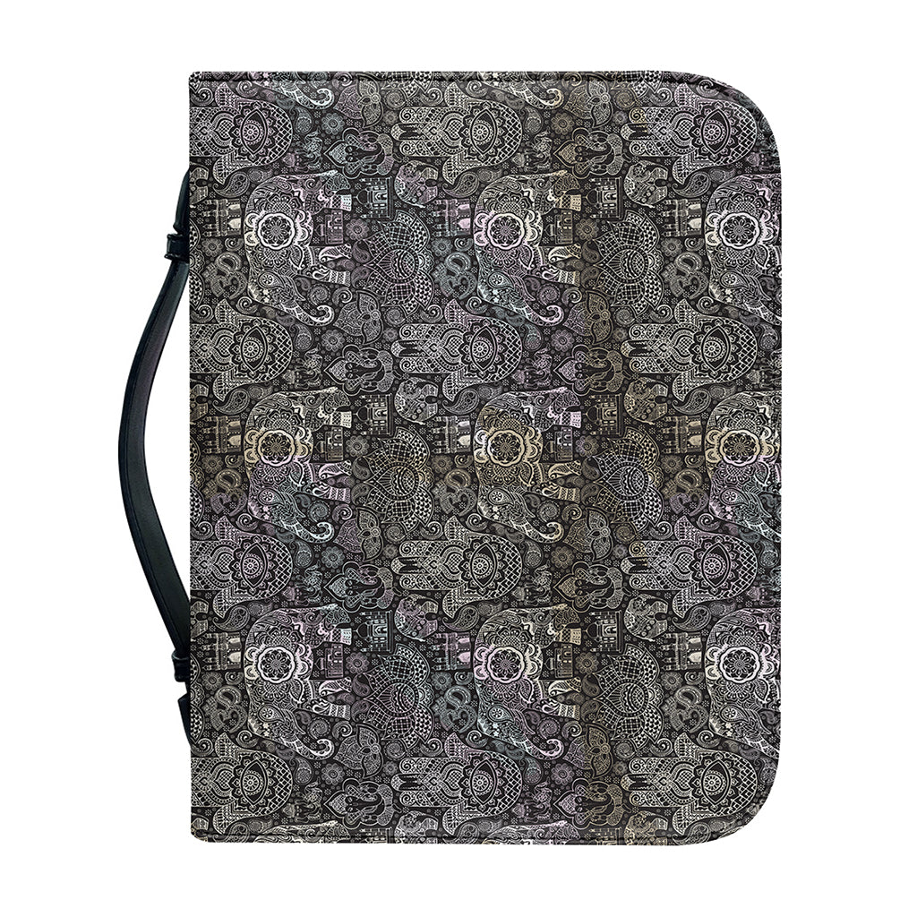 Indian Boho Elephant Pattern Print Leather Bible Cover