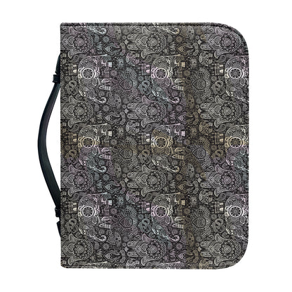 Indian Boho Elephant Pattern Print Leather Bible Cover