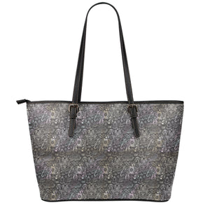 Indian Boho Elephant Pattern Print Leather Tote Bag