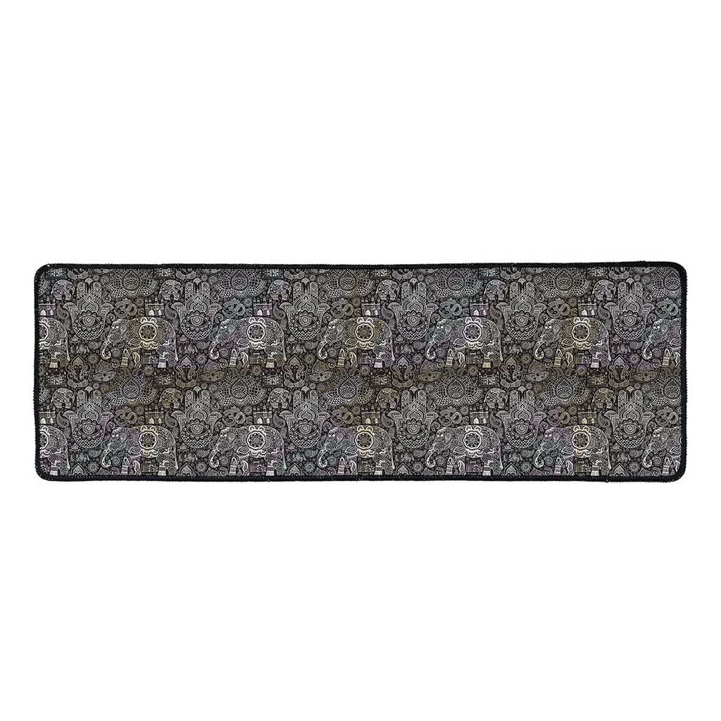 Indian Boho Elephant Pattern Print Long Kitchen Mat