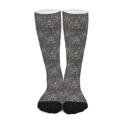 Indian Boho Elephant Pattern Print Long Socks