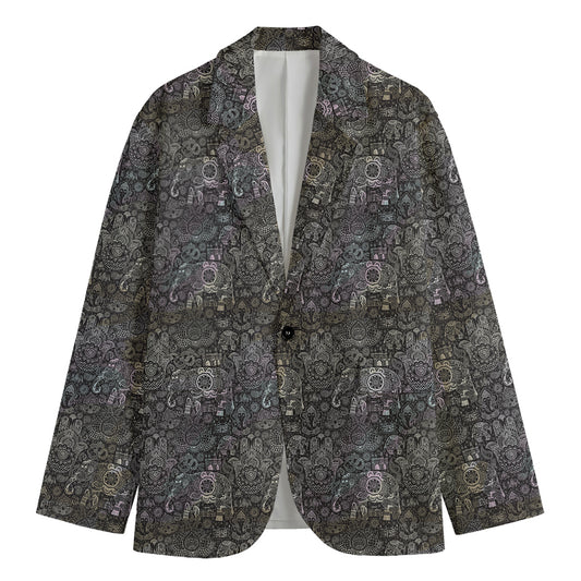 Indian Boho Elephant Pattern Print Men's Cotton Blazer