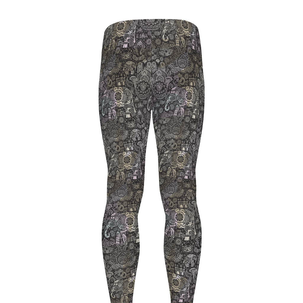 Indian Boho Elephant Pattern Print Men's leggings