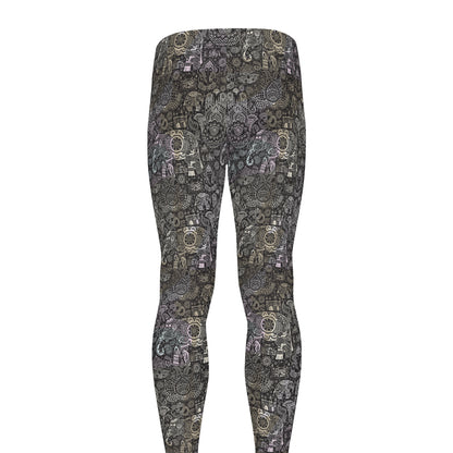 Indian Boho Elephant Pattern Print Men's leggings