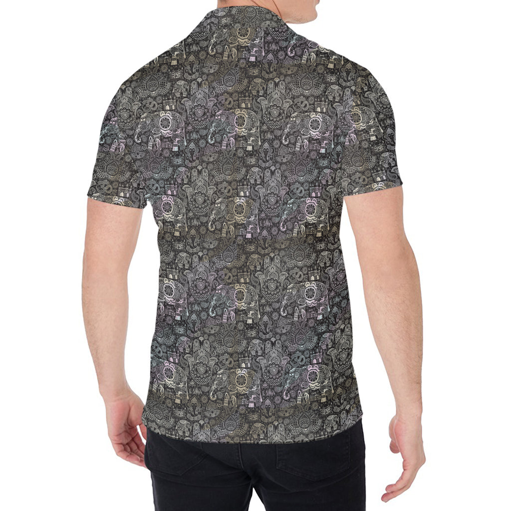 Indian Boho Elephant Pattern Print Men's Shirt