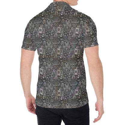 Indian Boho Elephant Pattern Print Men's Shirt