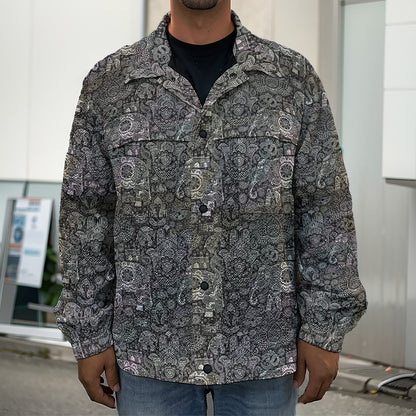 Indian Boho Elephant Pattern Print Men's Shirt Jacket