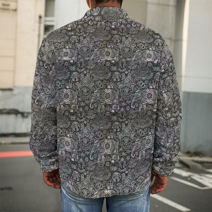 Indian Boho Elephant Pattern Print Men's Shirt Jacket