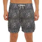 Indian Boho Elephant Pattern Print Men's Split Running Shorts