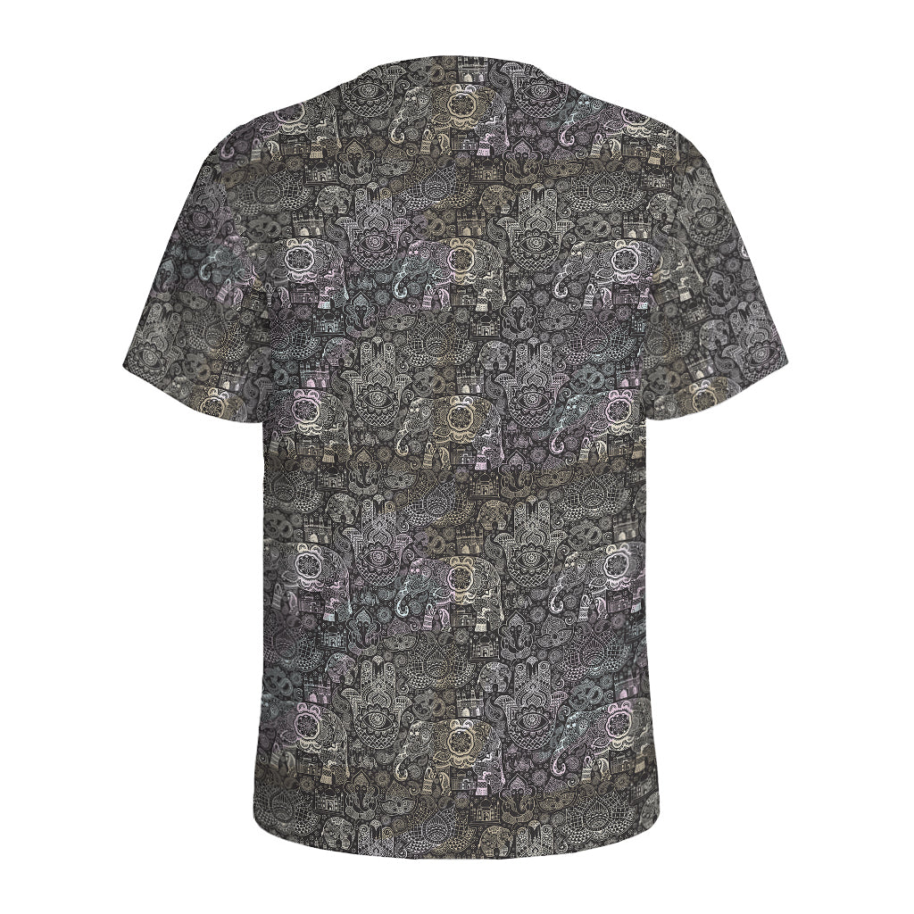 Indian Boho Elephant Pattern Print Men's Sports T-Shirt