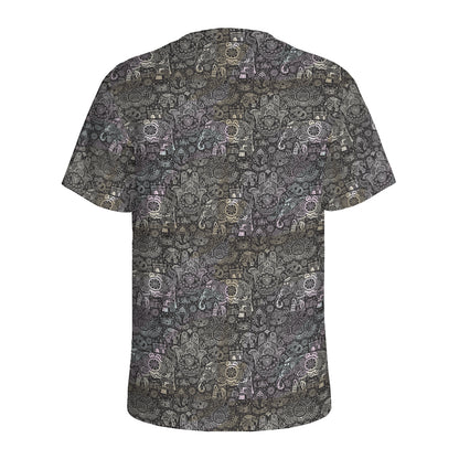 Indian Boho Elephant Pattern Print Men's Sports T-Shirt