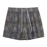 Indian Boho Elephant Pattern Print Mesh Shorts