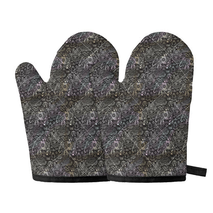 Indian Boho Elephant Pattern Print Oven Mitts