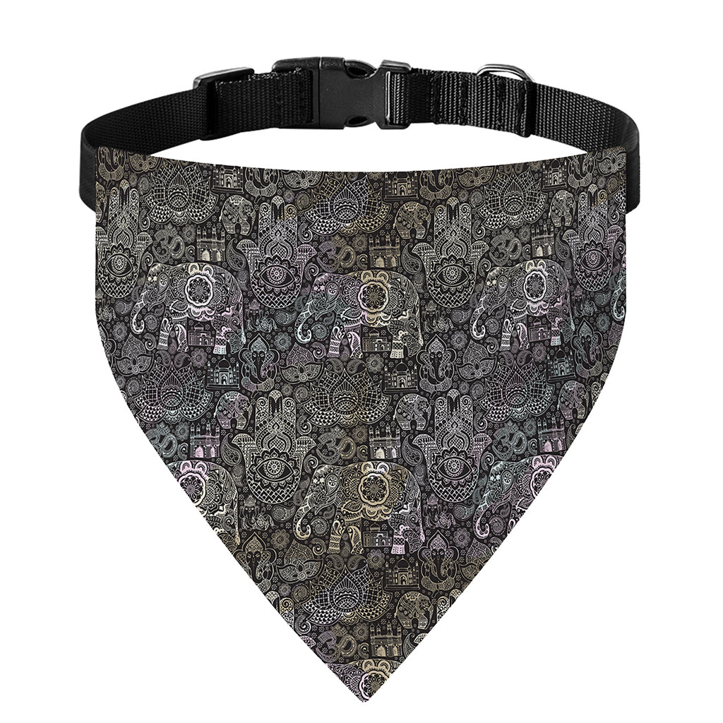 Indian Boho Elephant Pattern Print Over The Collar Dog Bandana