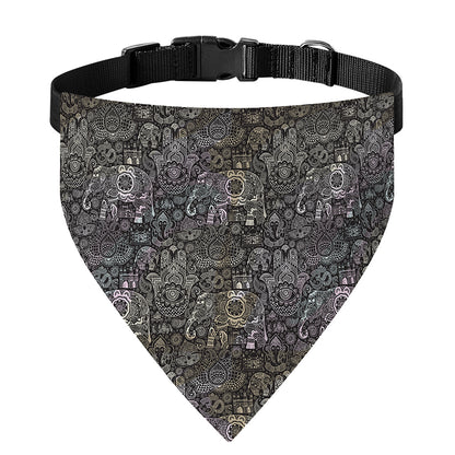 Indian Boho Elephant Pattern Print Over The Collar Dog Bandana