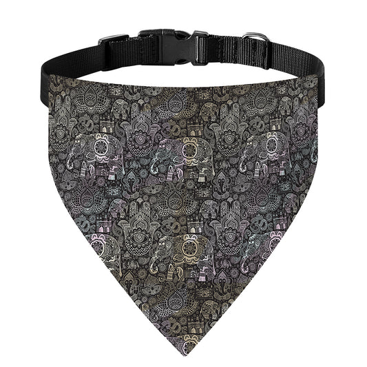 Indian Boho Elephant Pattern Print Over The Collar Dog Bandana