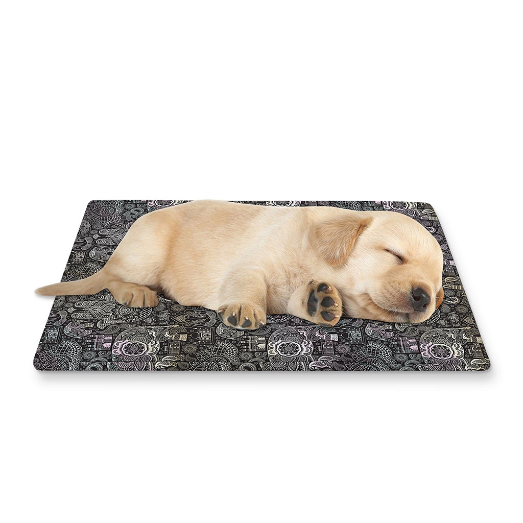 Indian Boho Elephant Pattern Print Pet Cooling Mat Cover