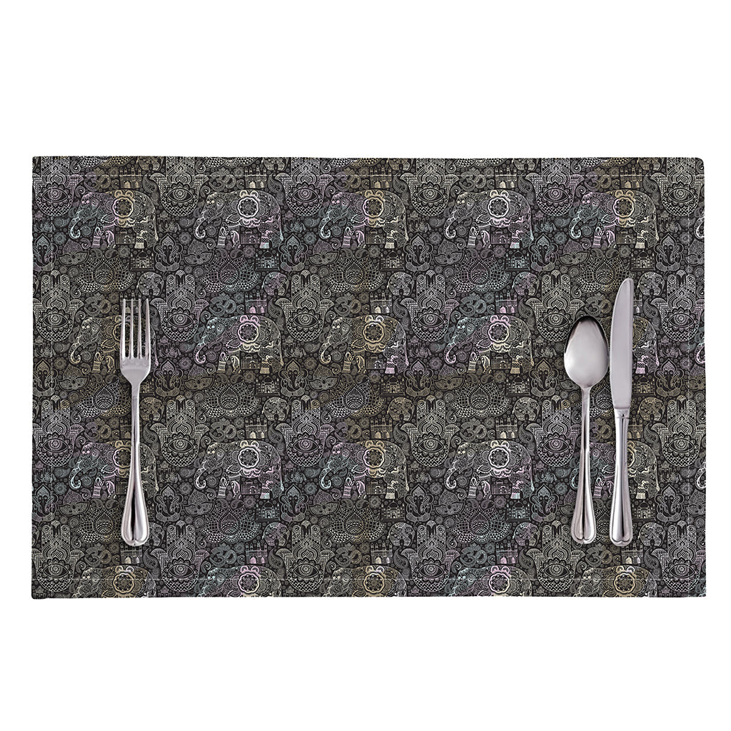 Indian Boho Elephant Pattern Print Placemat