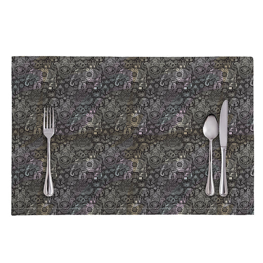 Indian Boho Elephant Pattern Print Placemat