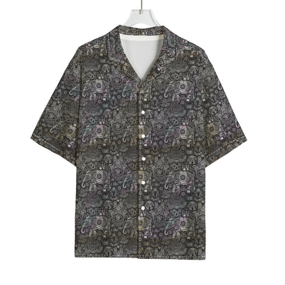 Indian Boho Elephant Pattern Print Rayon Hawaiian Shirt