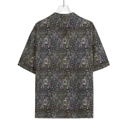 Indian Boho Elephant Pattern Print Rayon Hawaiian Shirt