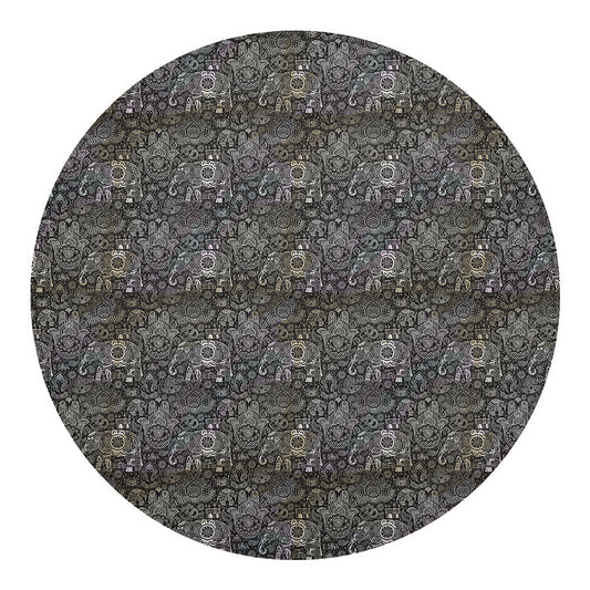 Indian Boho Elephant Pattern Print Round Blanket