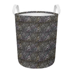 Indian Boho Elephant Pattern Print Round Laundry Basket