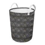 Indian Boho Elephant Pattern Print Round Laundry Basket