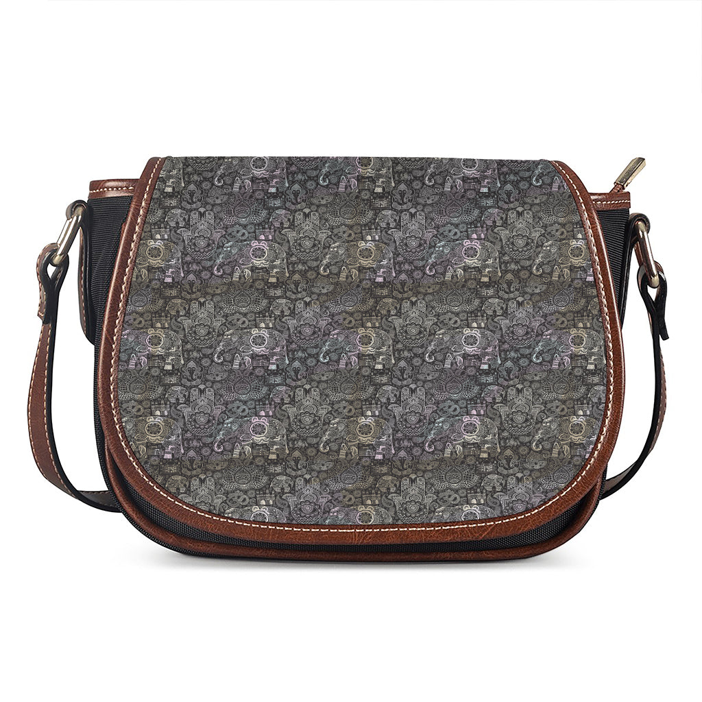 Indian Boho Elephant Pattern Print Saddle Bag