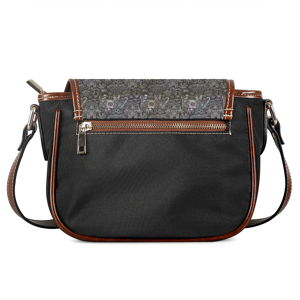 Indian Boho Elephant Pattern Print Saddle Bag