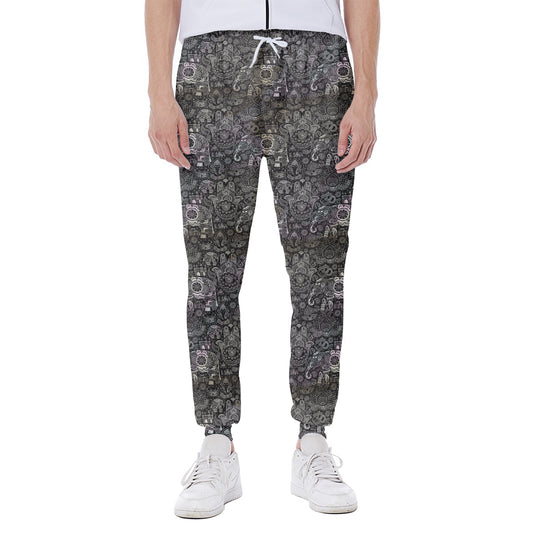 Indian Boho Elephant Pattern Print Scuba Joggers