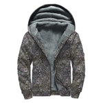 Indian Boho Elephant Pattern Print Sherpa Lined Zip Up Hoodie