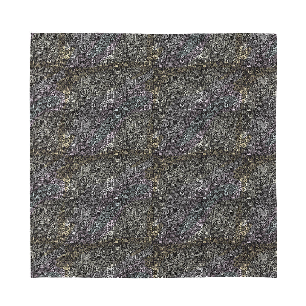 Indian Boho Elephant Pattern Print Silk Bandana