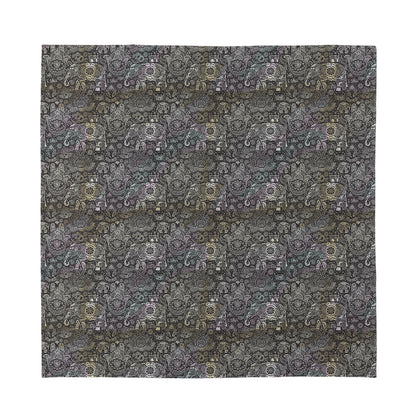Indian Boho Elephant Pattern Print Silk Bandana
