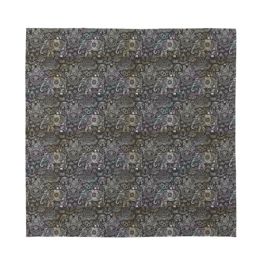 Indian Boho Elephant Pattern Print Silk Bandana