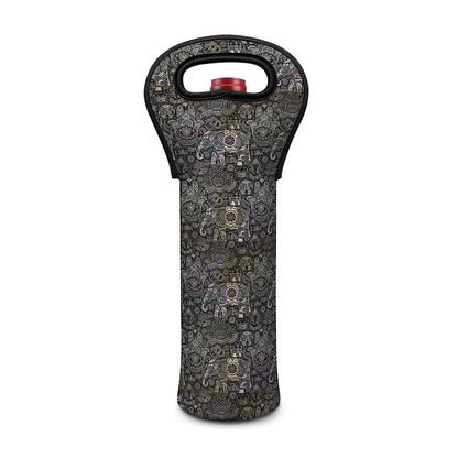 Indian Boho Elephant Pattern Print Single Neoprene Wine Tote