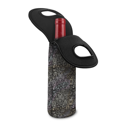 Indian Boho Elephant Pattern Print Single Neoprene Wine Tote