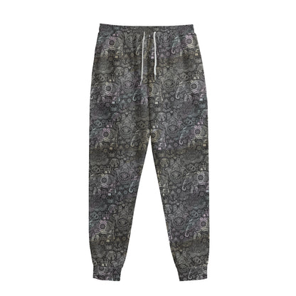 Indian Boho Elephant Pattern Print Sweatpants