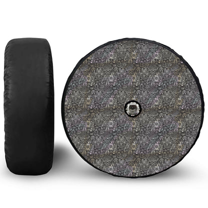 Indian Boho Elephant Pattern Print Tire Cover With Camera Hole
