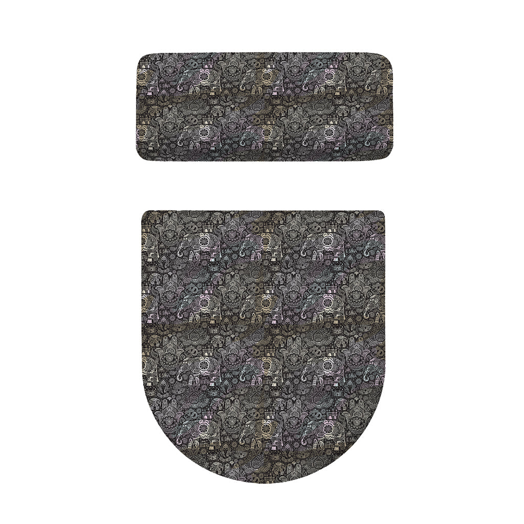 Indian Boho Elephant Pattern Print Toilet Lid And Tank Cover Set