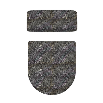 Indian Boho Elephant Pattern Print Toilet Lid And Tank Cover Set