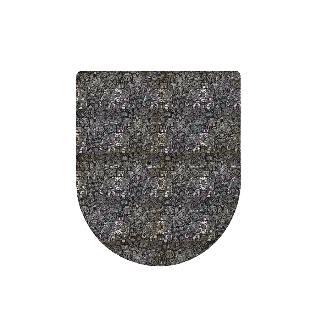 Indian Boho Elephant Pattern Print Toilet Lid Cover