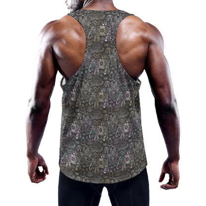 Indian Boho Elephant Pattern Print Training Tank Top