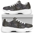 Indian Boho Elephant Pattern Print White Chunky Shoes
