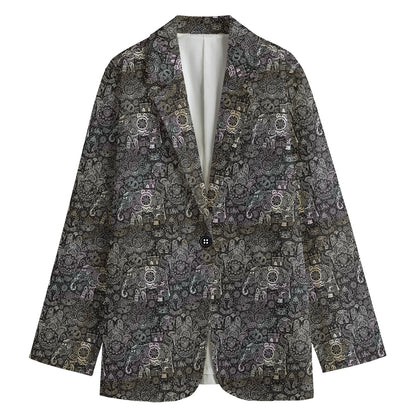 Indian Boho Elephant Pattern Print Women's Blazer